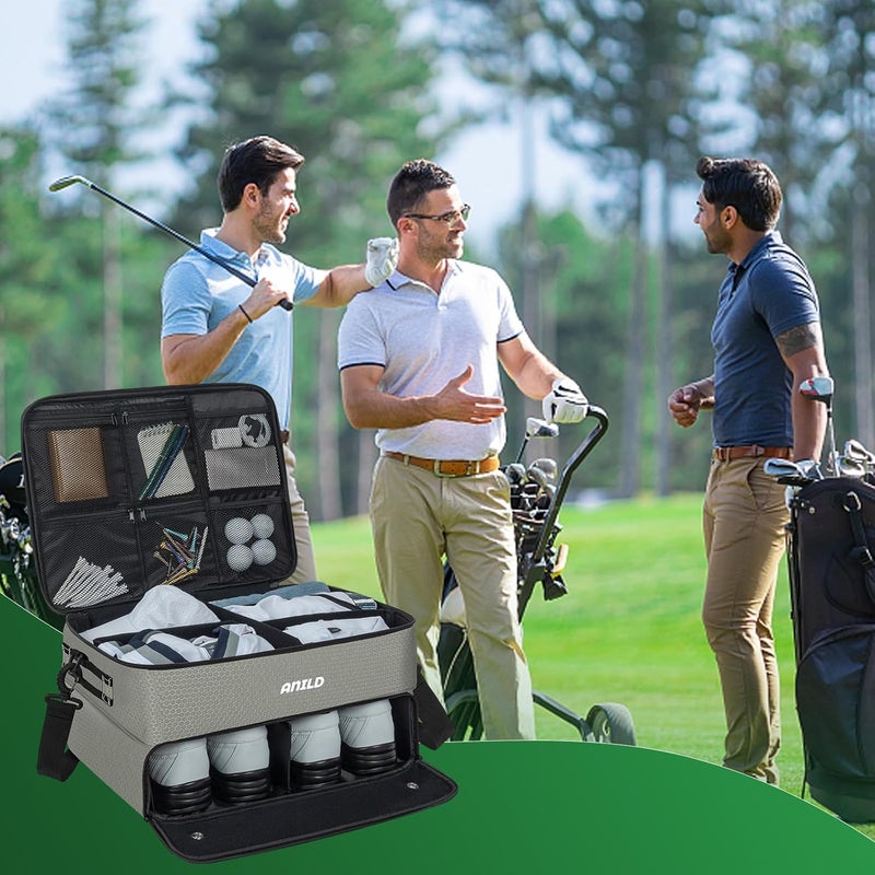 ANILD Golf Trunk Organizer, 2 Layer Golf Storage Case with Separate Ventilated Compartment for 2 Pair Shoes, for Balls, Tees, Clothes, Gloves, Accessories, Golfer Gifts - Image 3